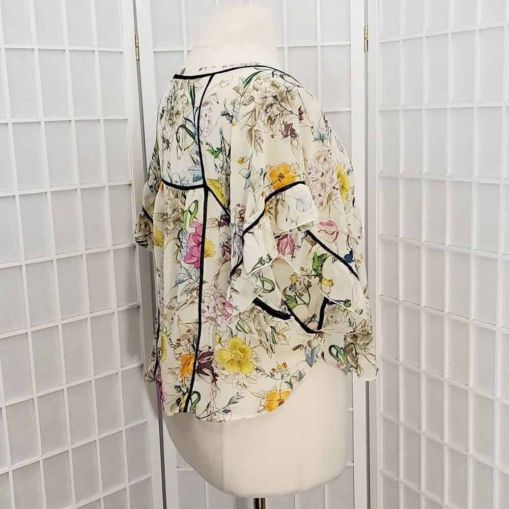 H&M Women’s Semi Sheer Floral Flutter Sleeves Blouse Top Shirt Blouse Size: 4 - Picture 6 of 6